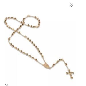 NEW 18K Gold Plated Stainless Steel Beaded Classic Rosary Necklace Easter